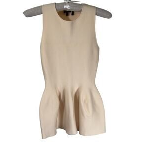 Theory Peplum Shaped Shell Top Knit Ivory Size P